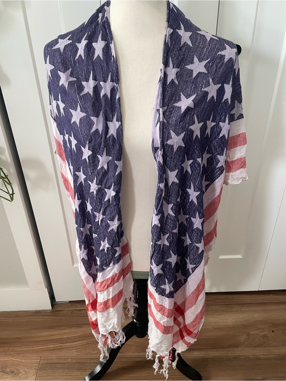 America red white blue boxy kimono Quaggo Memorial Day July 4th patriotic 1 size